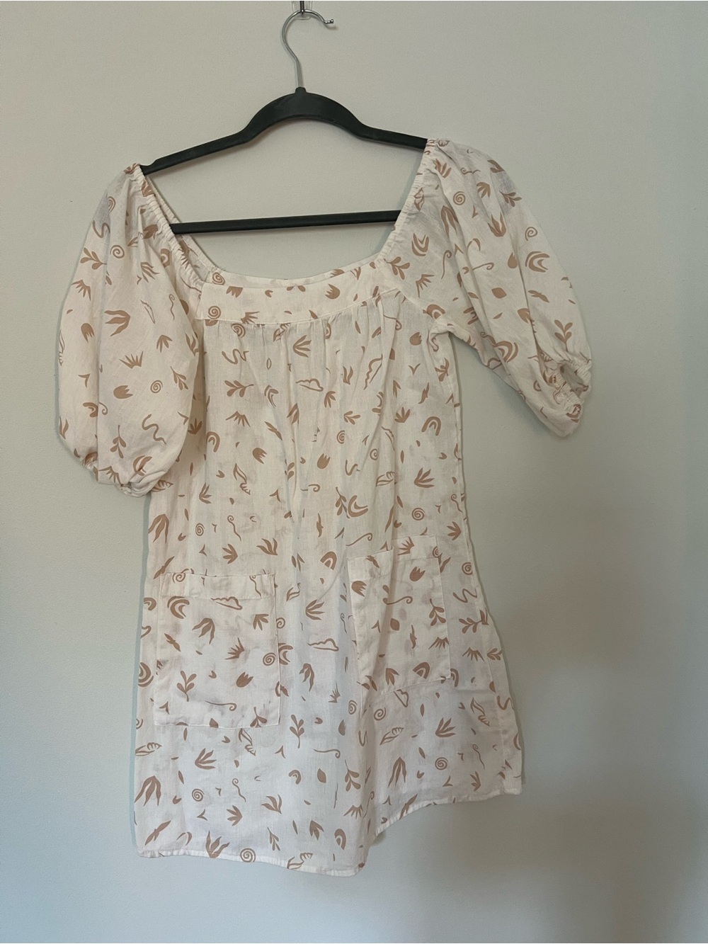 Billabong Cream Mini Dress with Tan Floral Motif